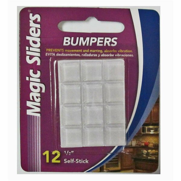 Magic Sliders 0.5 x 0.5 in. Clear Rubber Bumper Pads, 12PK MA6855